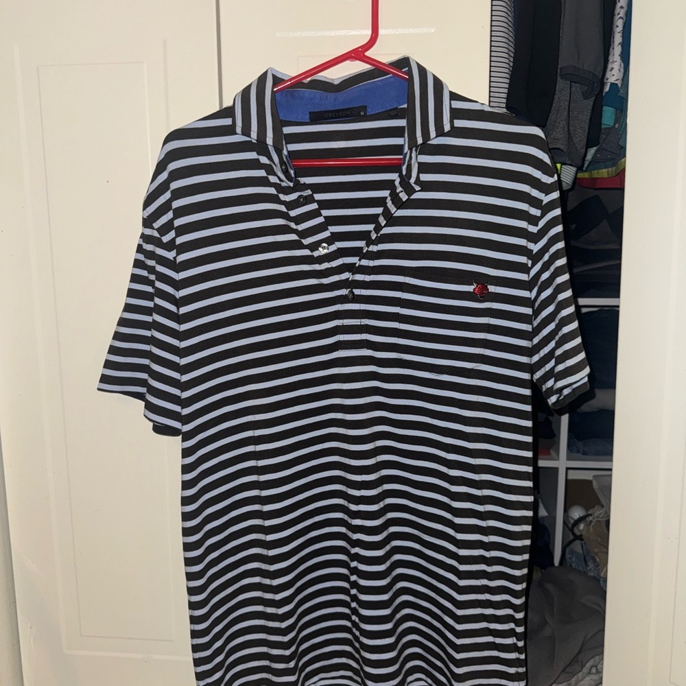 2/$30 Greyson Golf Striped Polo with chest pocket